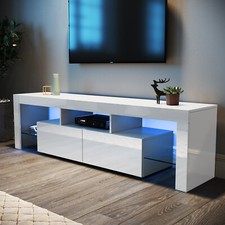 TV Stand 160cm High Gloss TV Unit Cabinet Sideboard With LED Light & Drawers