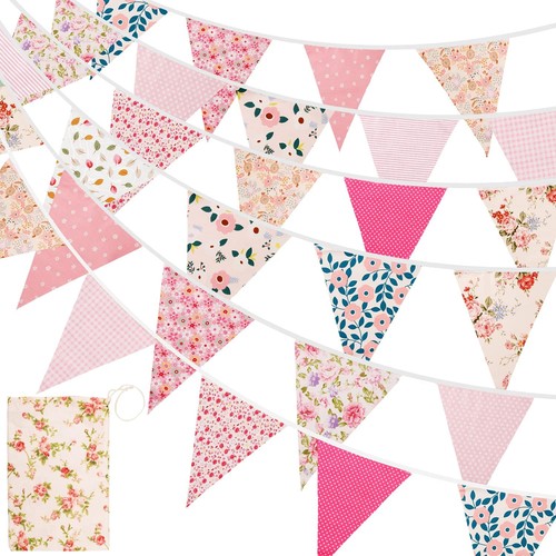 15m 50ft fabric bunting 45pcs - fabric,