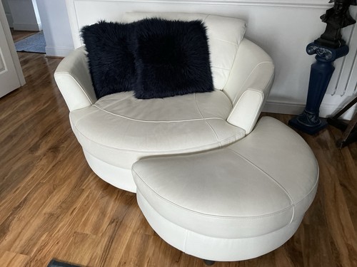 Cream white leather - leather, swivel