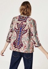 ZARA geometric Ethnic Aztec Embroidered Bead Embellished Quilted Jacket blazer M