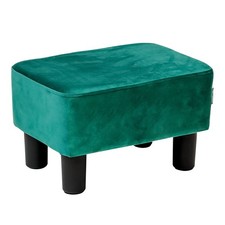 Velvet Rectangular Small Ottoman Foot Stool Foot Rest Jewel Green with Carry