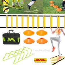 Agility Training Coordination Ladder Marker Caps Football Hurdles Set