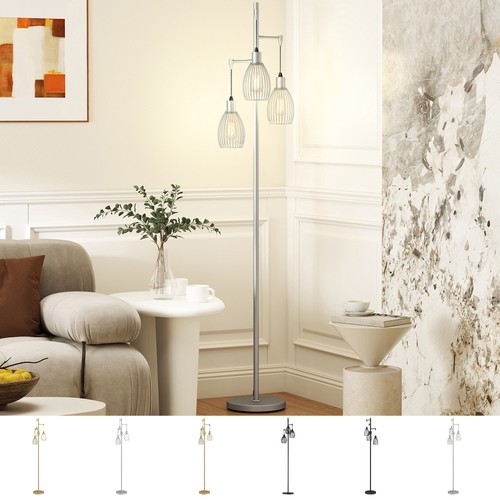 Light floor lamp - 3-light, industrial