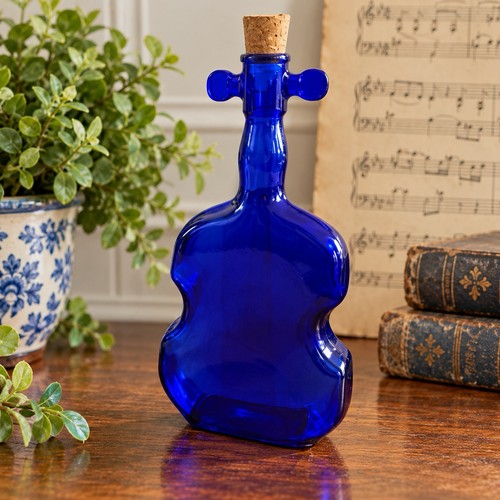 Vtg cobalt blue glass violin - cobalt,