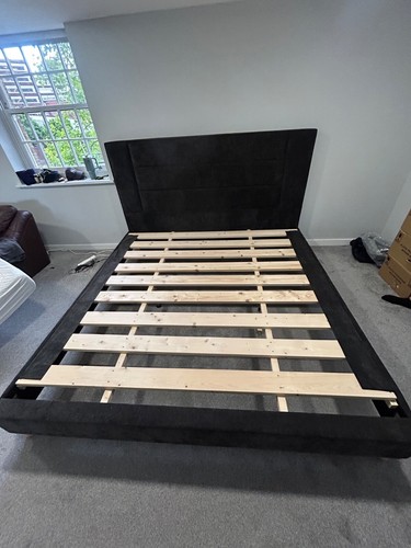 Black velvet bed frame super - bed,
