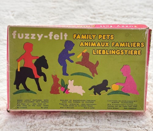 Vintage fuzzy felt family - vintage, "family
