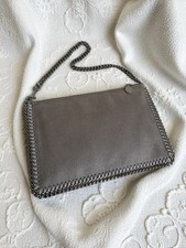 Authentic Stella McCartney Falabella Grey Faux Suede Textile Chain Small Bag