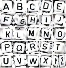 50/100pcs 6mm white cube single & mixed letter acrylic alphabet beads craft