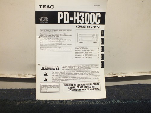 Manual for teac h300c cd - for, pd-h300c
