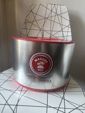 Malibu Red Large Silver & Red Ice Bucket Bottle Cooler Vintage Man Cave - Bar.