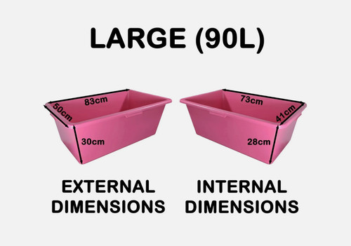 Plastic pink tub 90l - plastic,