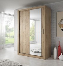 Brand New Modern Bedroom Mirror Sliding Door Wardrobe ARTI 6 120cm Oak Shetland