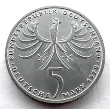 GERMANY 5 MARK 1978 F Silver KM#148 225th Ann. Death of Balthasar Neumann. BB11