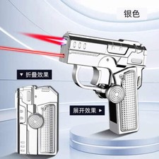 ⚙️Creative Folding Gun Lighter - Butane Red Flame Gyroscopic Lighter with Laser