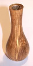 Spalted Beech hand turned vase with glass insert - 5.5 inches tall unused.