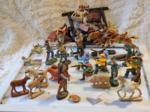 Elastolin toy lot - elastolin, cowboys