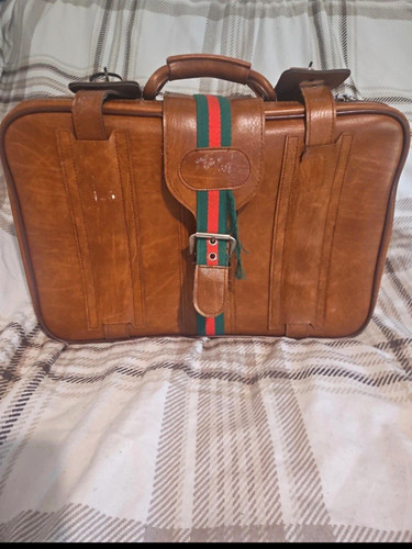Vintage brown leather hard - brown,