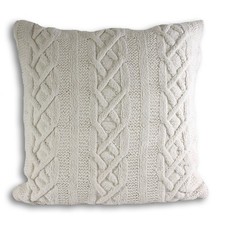 Aran Cable Knit Cushion Cream
