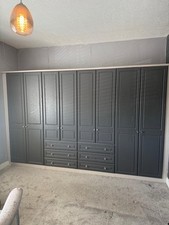 Grey wardrobe with - wardrobe, drawers