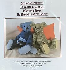 Memory Bear Sewing Pattern Grimble Traditional 17” Jointed Teddy Bear