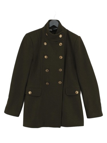 Zara men coat green wool - s,