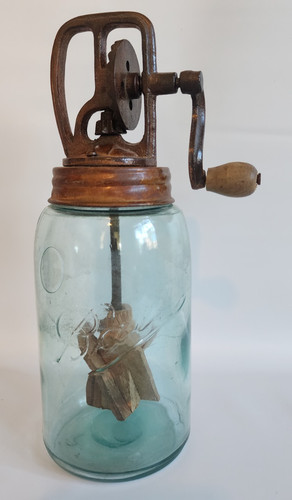 Vintage glass jar butter - glass,