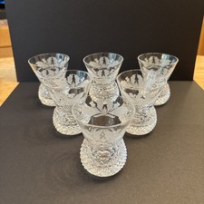 Edinburgh Crystal Thistle Pattern - Large Tot / Shot Glasses Set Of Six signed 