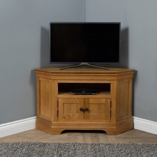 Elm Home and Garden Quality Oak Corner TV Media Unit 2 Door Cupboard Fully Assem