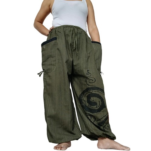 Green black harem pants - black, wide