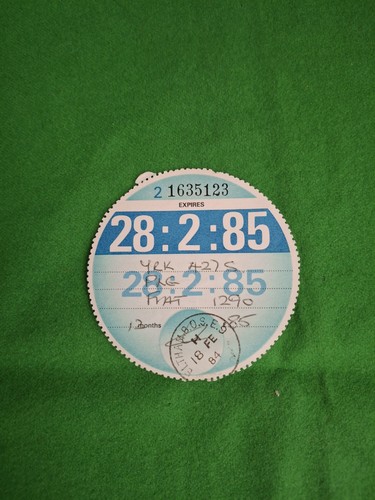 Original 1985 tax disc - original,