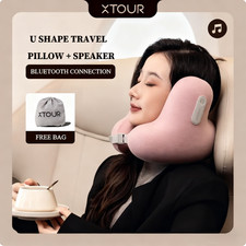 xTour U-Shape Travel Neck Pillow with Bluetooth Speaker & Storage Bag