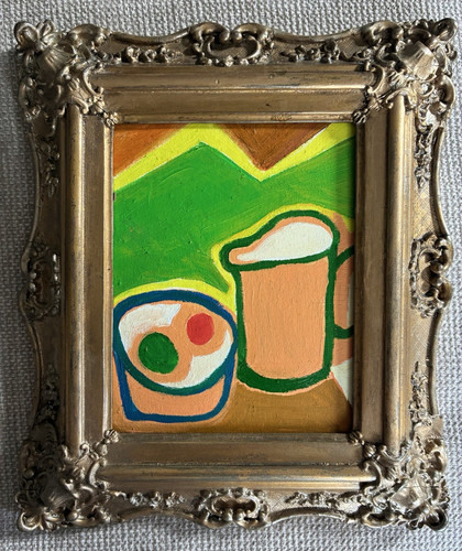 Oil painting ornate - in, an