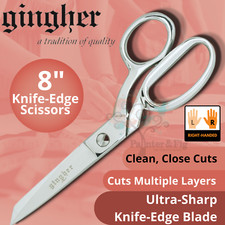 Gingher 8" Dressmaker Shears, Knife Edge Scissors, Dressmaking, Sewing, Quilting