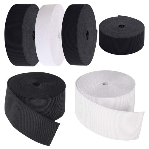 Flat elastic black white - black, &