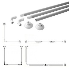 Chrome U & L Shape Shower Curtain Rail Corner Pole Bath 3 Way Rod Clean Bath