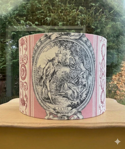 Pink toile jouy lampshade - toile,
