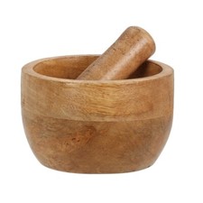 Natural Wood Pestle And Mortar