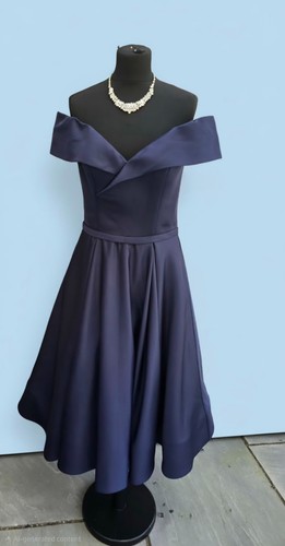Terani navy line dress - line,