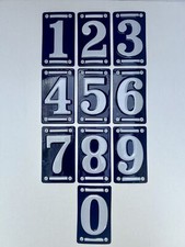 Blue and White Numeral Plaque House Door Number Enamelled Metal French Style