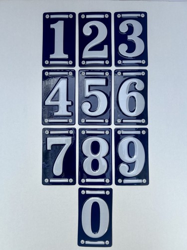 Blue and white numeral - white,