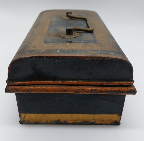 Antique box tin metal - box, deed
