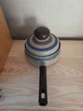 Silit Vintage Enamel Saucepan, Blue Stripes, Rare