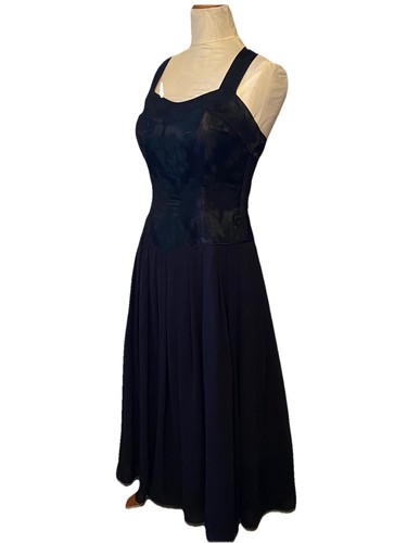Rare 80s black satin crepe - rare,