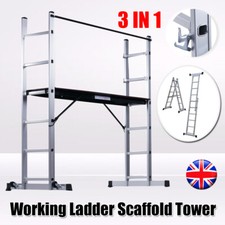 3in1 Working Scaffold Scaffolding Tower Aluminium Ladder Platform Indoor Outdoor