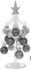 Glass Christmas Tree & Baubles Decoration Ornament - 8'' 20cm Crystal Shudehill