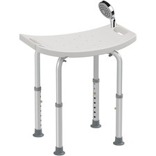 HOMCOM Aluminium Shower Stool w/ Adjustable Height Non-Slip Bath Stool White