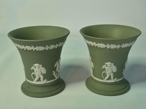 Two wedgwood green jasperware - two,