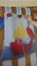 Knitting Pattern- Child;s Sailboat HangIng Toy Tidy  In D.K Cotton