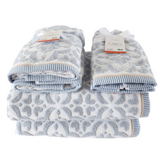 Caro Home 6pc Blue White Moroccan Pattern Cotton Towel Set  2 Bath 2 Hand 2 Tip