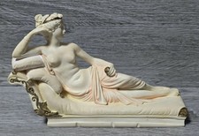 Vintage Greek Lying Goddess Venus Aphrodite, Cream Alabaster Sculpture Figurine